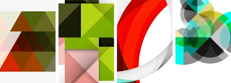 Vector posters - minimalist geometric abstract backgrounds, featuring circles Stock Illustration
