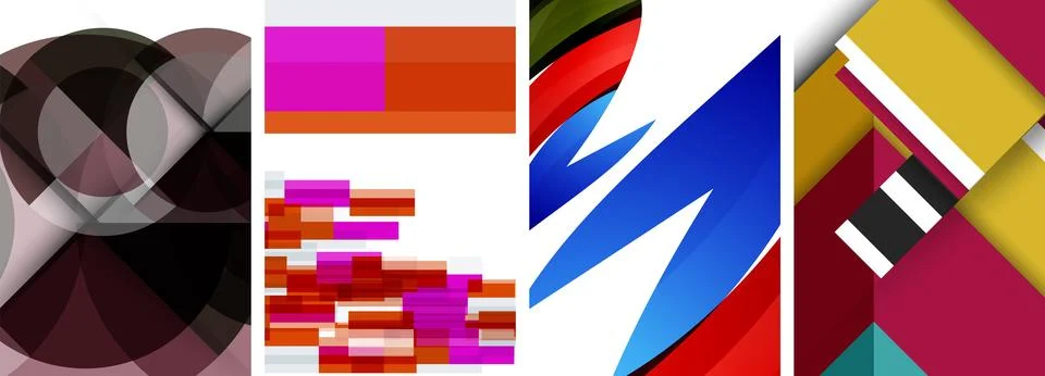 Vector posters - minimalist geometric abstract backgrounds, featuring circles Stock Illustration