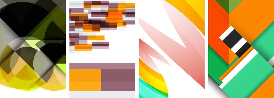 Vector posters - minimalist geometric abstract backgrounds, featuring circles Stock Illustration