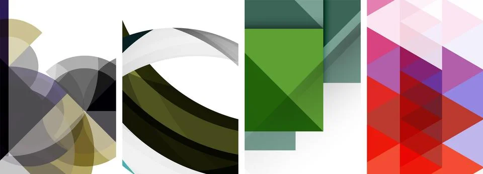 Vector posters - minimalist geometric abstract backgrounds, featuring circles Stock Illustration