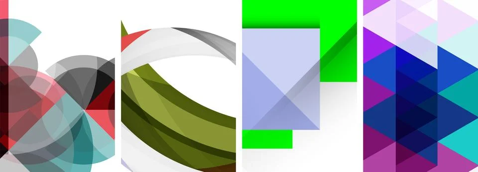 Vector posters - minimalist geometric abstract backgrounds, featuring circles Stock Illustration