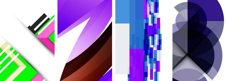 Vector posters - minimalist geometric abstract backgrounds, featuring circles Stock Illustration