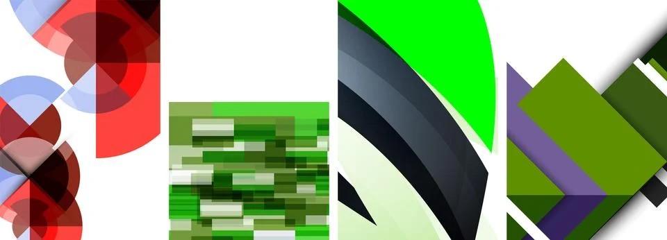 Vector posters - minimalist geometric abstract backgrounds, featuring circles Stock Illustration