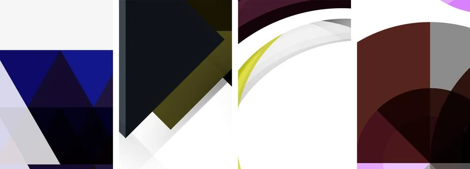 Vector posters - minimalist geometric abstract backgrounds, featuring circles Stock Illustration
