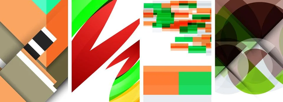 Vector posters - minimalist geometric abstract backgrounds, featuring circles Stock Illustration