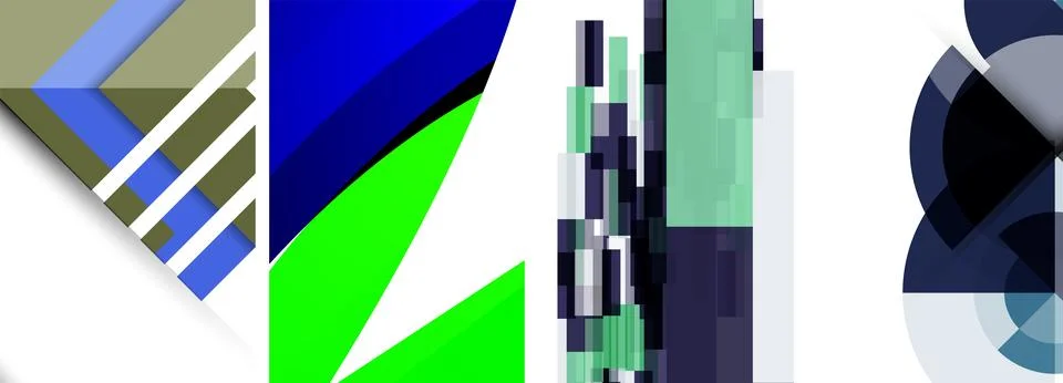 Vector posters - minimalist geometric abstract backgrounds, featuring circles Stock Illustration