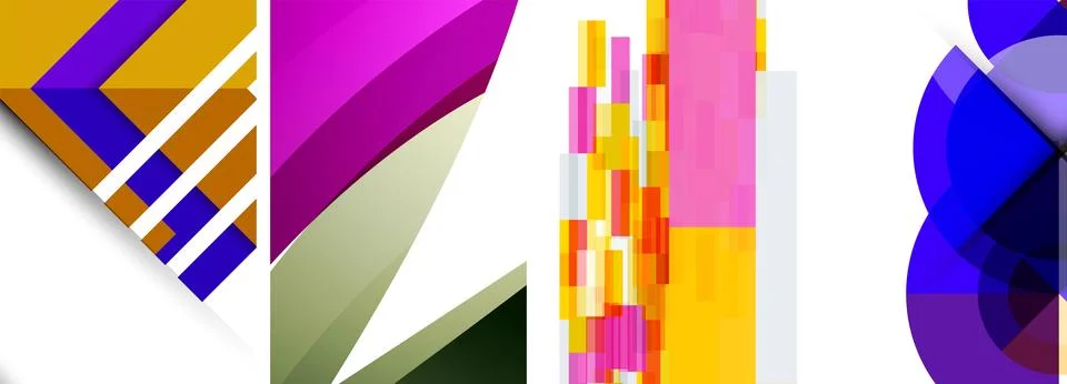 Vector posters - minimalist geometric abstract backgrounds, featuring circles Stock Illustration