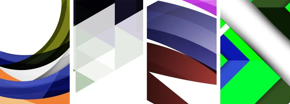 Vector posters - minimalist geometric abstract backgrounds, featuring circles Stock Illustration