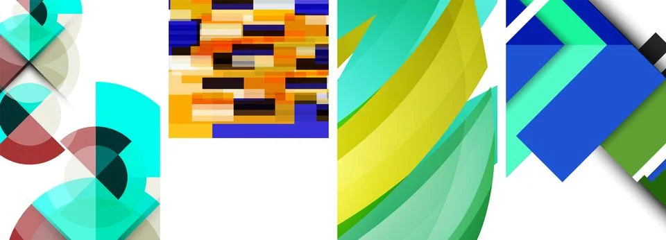 Vector posters - minimalist geometric abstract backgrounds, featuring circles Stock Illustration