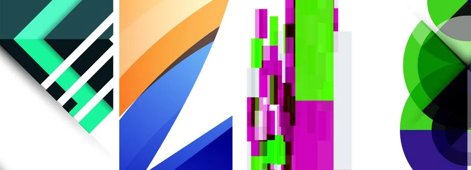 Vector posters - minimalist geometric abstract backgrounds, featuring circles Stock Illustration