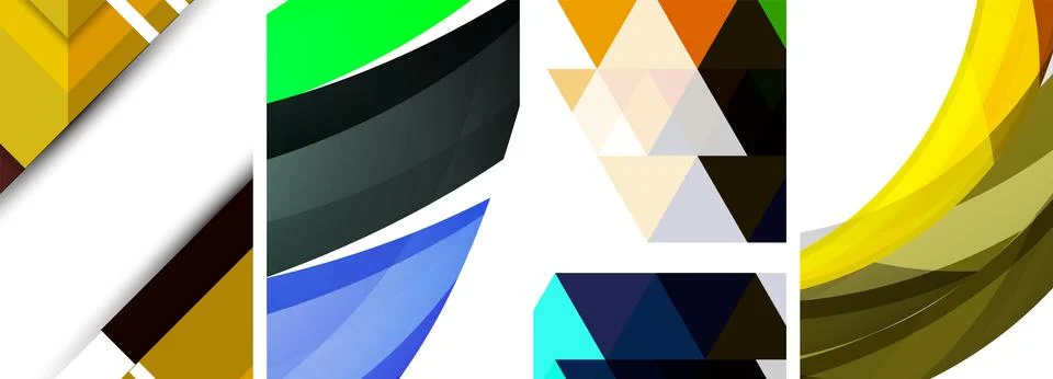 Vector posters - minimalist geometric abstract backgrounds, featuring circles Stock Illustration