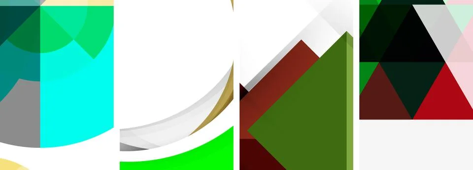 Vector posters - minimalist geometric abstract backgrounds, featuring circles Stock Illustration
