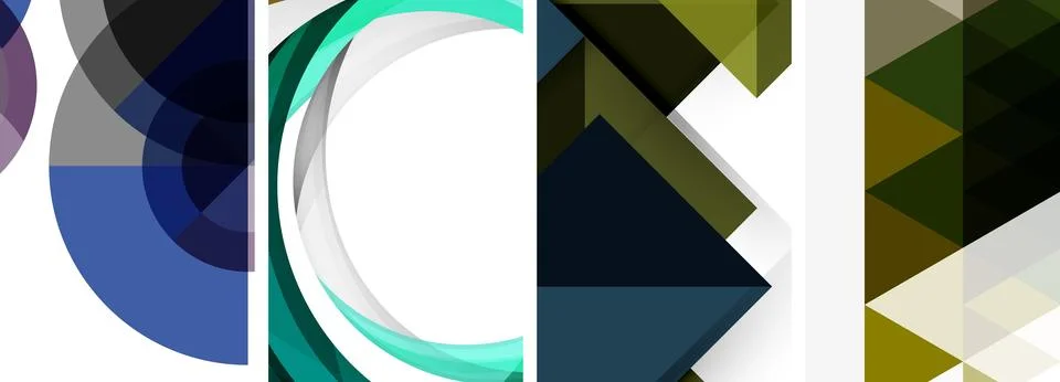 Vector posters - minimalist geometric abstract backgrounds, featuring circles Stock Illustration