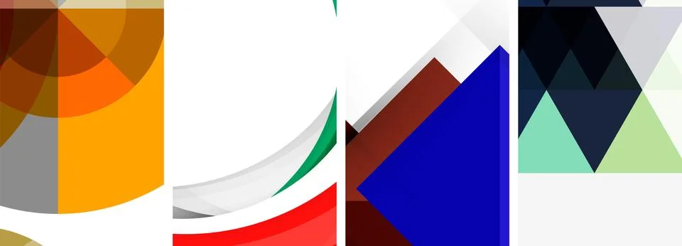 Vector posters - minimalist geometric abstract backgrounds, featuring circles Stock Illustration
