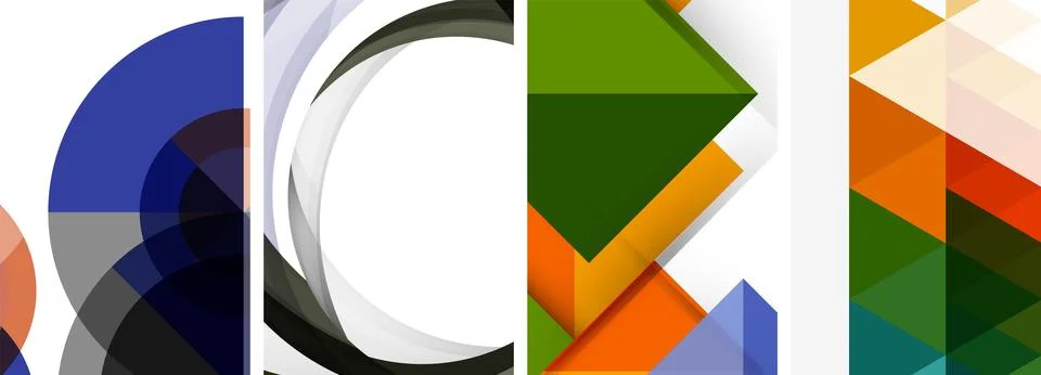 Vector posters - minimalist geometric abstract backgrounds, featuring circles Stock Illustration