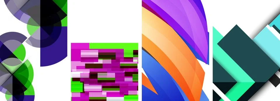 Vector posters - minimalist geometric abstract backgrounds, featuring circles Stock Illustration