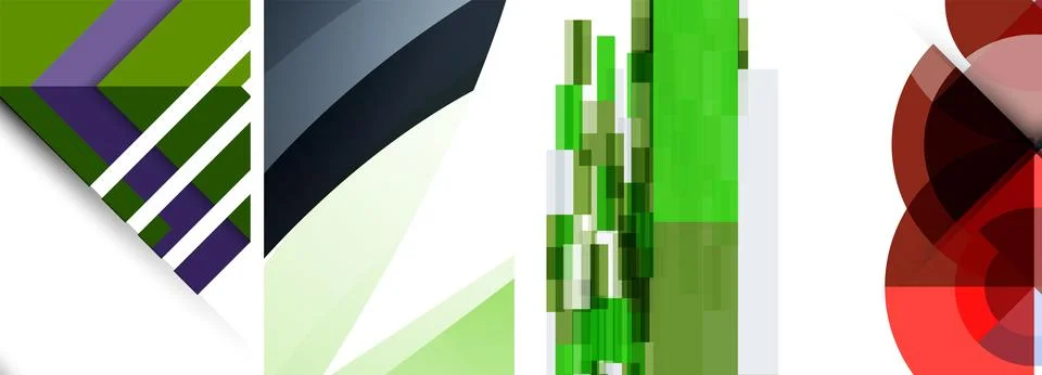 Vector posters - minimalist geometric abstract backgrounds, featuring circles Stock Illustration