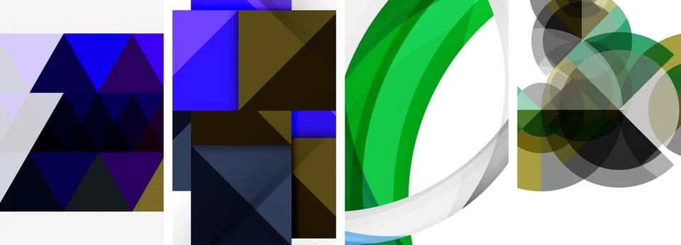 Vector posters - minimalist geometric abstract backgrounds, featuring circles Stock Illustration