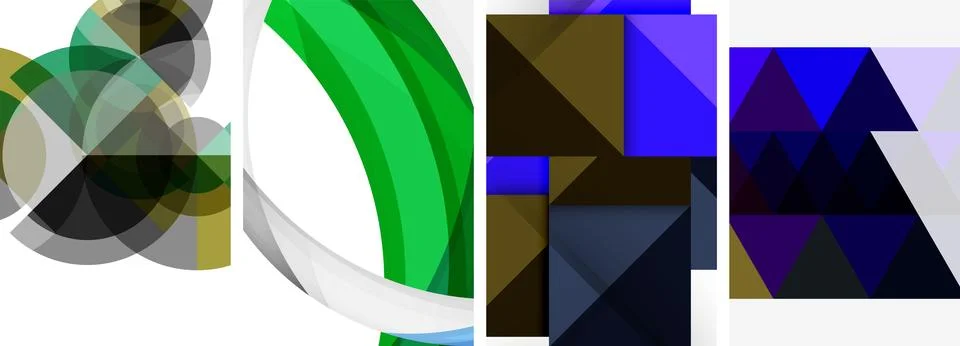 Vector posters - minimalist geometric abstract backgrounds, featuring circles Stock Illustration