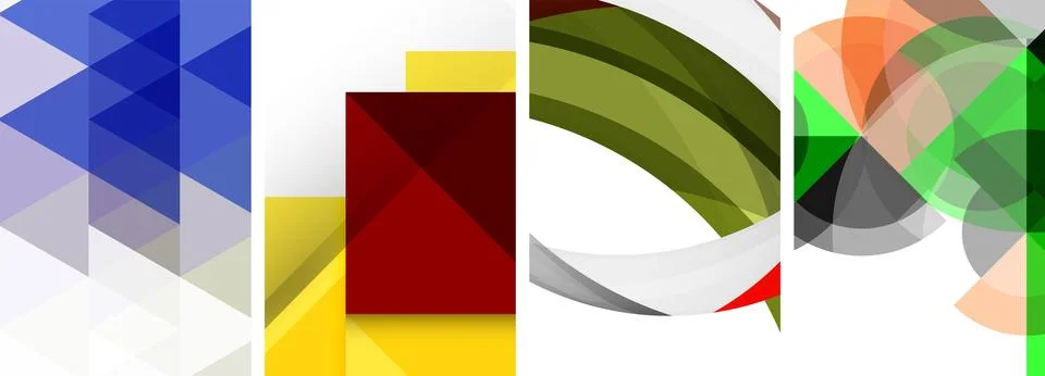 Vector posters - minimalist geometric abstract backgrounds, featuring circles Stock Illustration