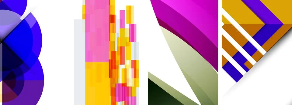 Vector posters - minimalist geometric abstract backgrounds, featuring circles Stock Illustration