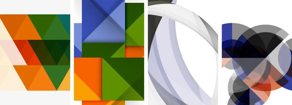 Vector posters - minimalist geometric abstract backgrounds, featuring circles Stock Illustration