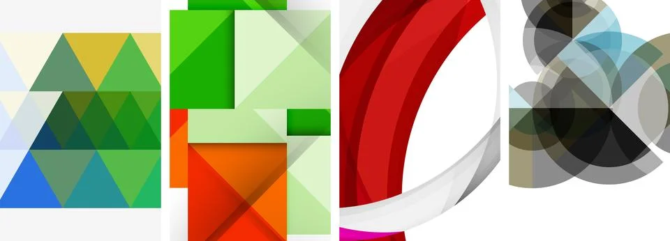 Vector posters - minimalist geometric abstract backgrounds, featuring circles Stock Illustration