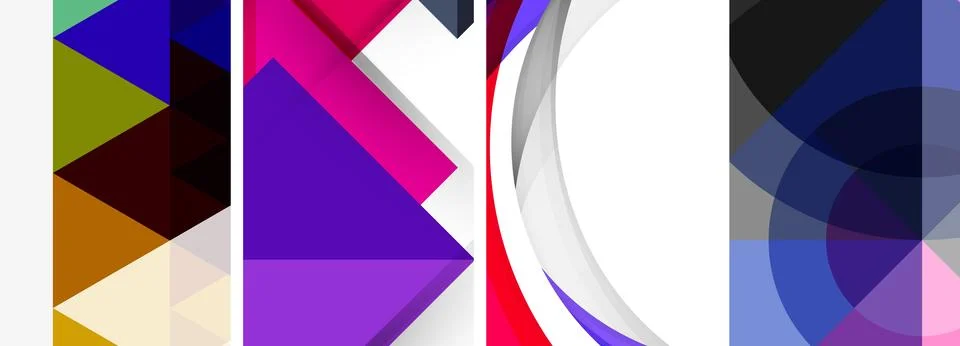 Vector posters - minimalist geometric abstract backgrounds, featuring circles Stock Illustration
