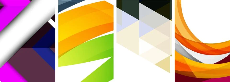 Vector posters - minimalist geometric abstract backgrounds, featuring circles Stock Illustration