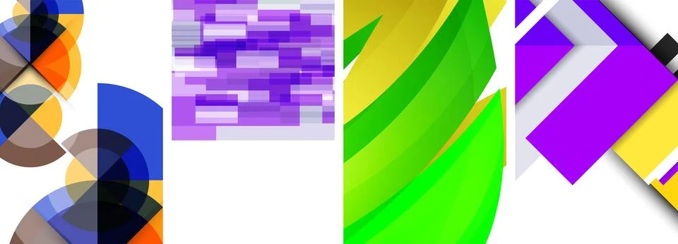 Vector posters - minimalist geometric abstract backgrounds, featuring circles Stock Illustration