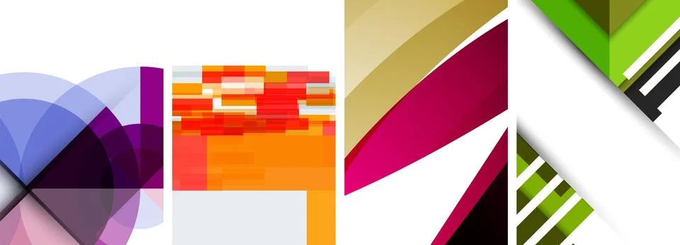 Vector posters - minimalist geometric abstract backgrounds, featuring circles Stock Illustration