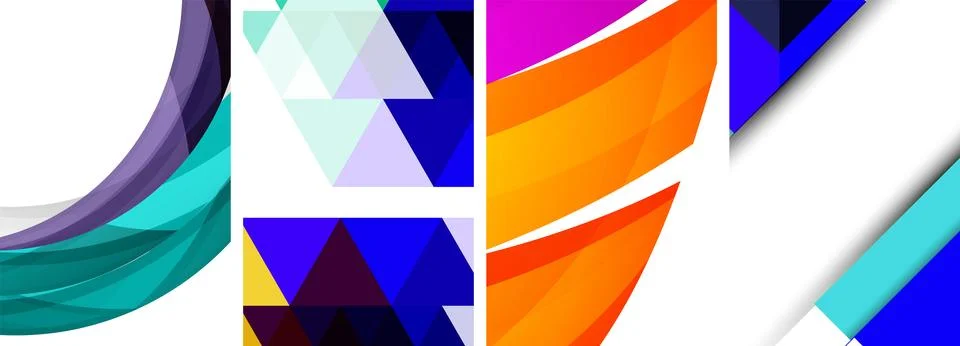 Vector posters - minimalist geometric abstract backgrounds, featuring circles Stock Illustration