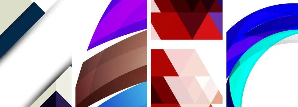 Vector posters - minimalist geometric abstract backgrounds, featuring circles Stock Illustration