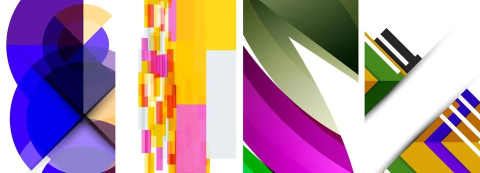 Vector posters - minimalist geometric abstract backgrounds, featuring circles Stock Illustration