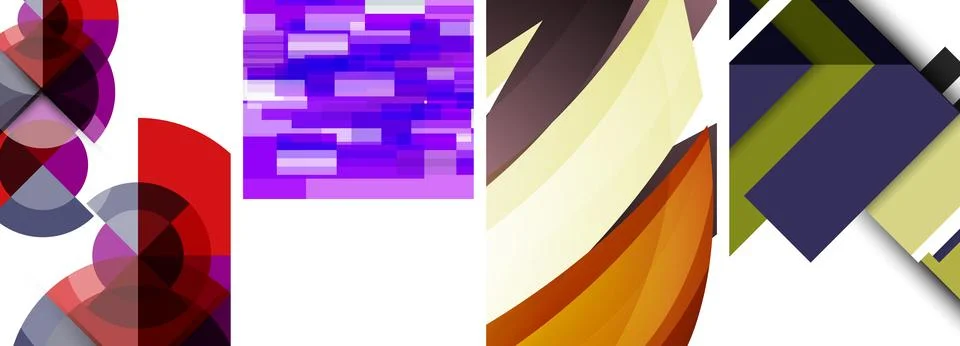 Vector posters - minimalist geometric abstract backgrounds, featuring circles Stock Illustration