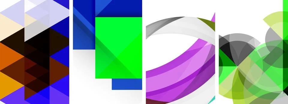 Vector posters - minimalist geometric abstract backgrounds, featuring circles Stock Illustration