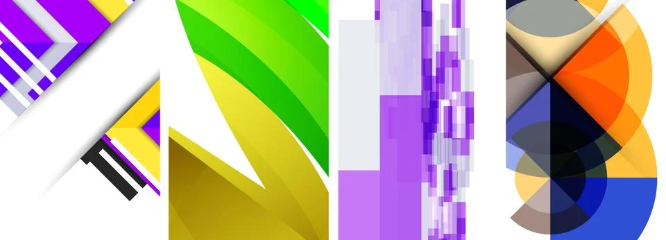 Vector posters - minimalist geometric abstract backgrounds, featuring circles Stock Illustration