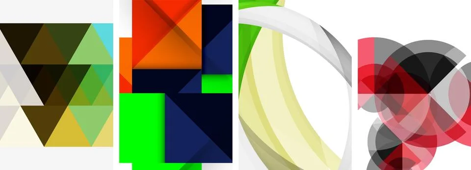 Vector posters - minimalist geometric abstract backgrounds, featuring circles Stock Illustration