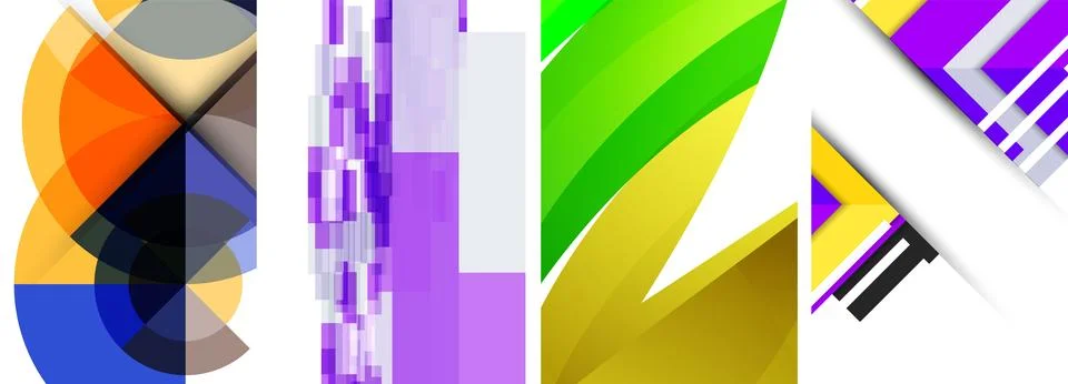 Vector posters - minimalist geometric abstract backgrounds, featuring circles Stock Illustration