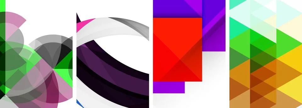 Vector posters - minimalist geometric abstract backgrounds, featuring circles Stock Illustration