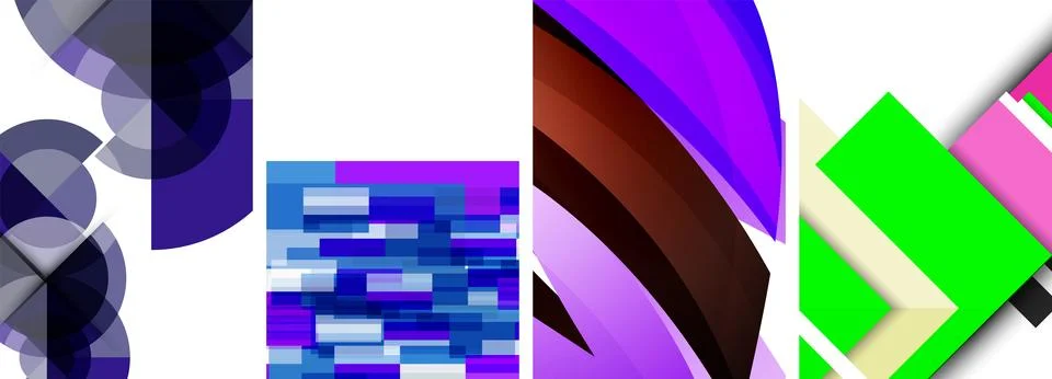 Vector posters - minimalist geometric abstract backgrounds, featuring circles Stock Illustration