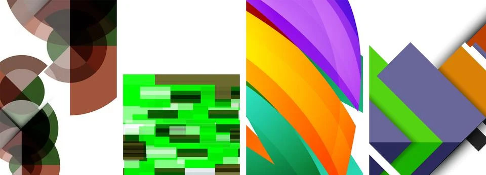 Vector posters - minimalist geometric abstract backgrounds, featuring circles Stock Illustration