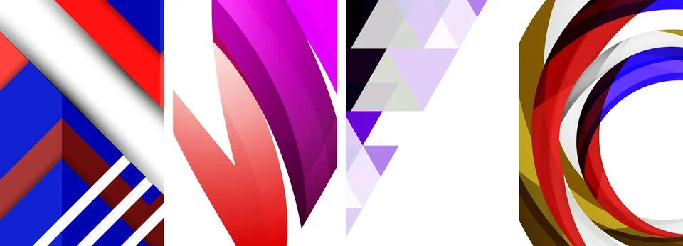 Vector posters - minimalist geometric abstract backgrounds, featuring circles Stock Illustration