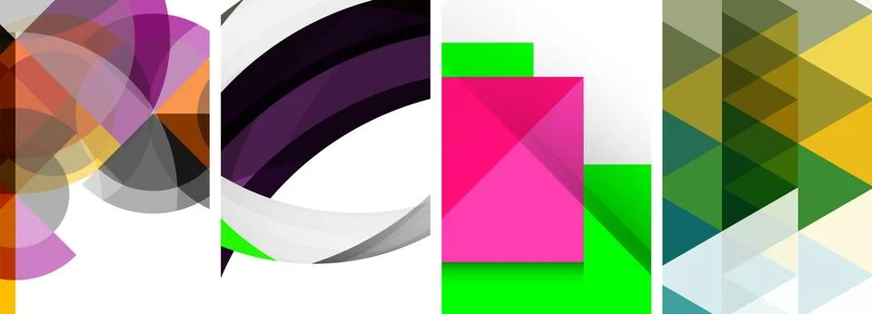 Vector posters - minimalist geometric abstract backgrounds, featuring circles Stock Illustration