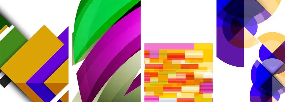 Vector posters - minimalist geometric abstract backgrounds, featuring circles Stock Illustration