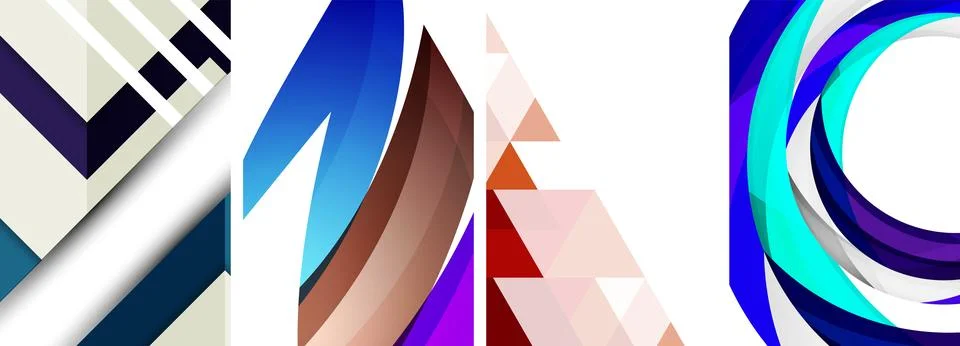 Vector posters - minimalist geometric abstract backgrounds, featuring circles Stock Illustration
