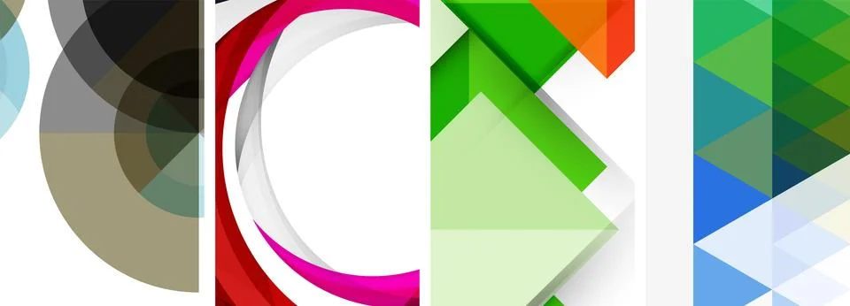 Vector posters - minimalist geometric abstract backgrounds, featuring circles Stock Illustration