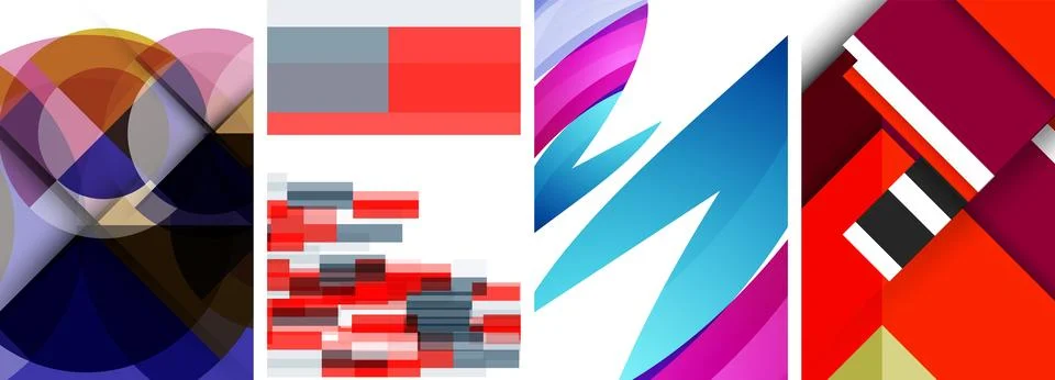 Vector posters - minimalist geometric abstract backgrounds, featuring circles Stock Illustration