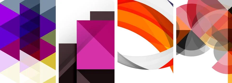 Vector posters - minimalist geometric abstract backgrounds, featuring circles Stock Illustration