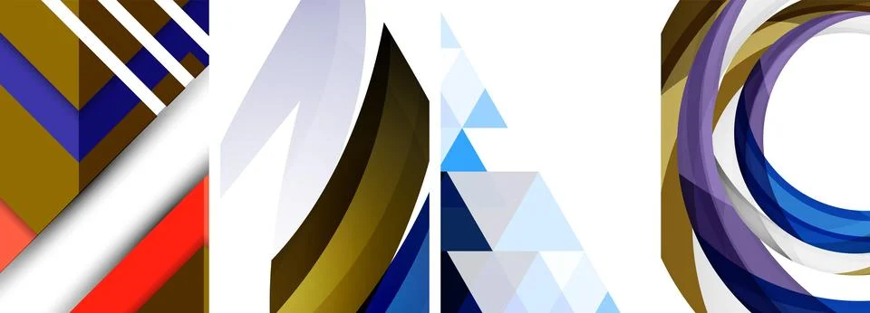 Vector posters - minimalist geometric abstract backgrounds, featuring circles Stock Illustration